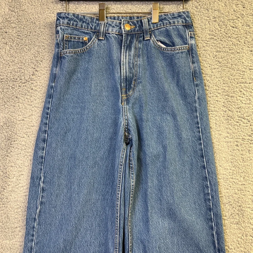 H&M &Denim Jeans Women 4 Blue Denim Wide Ultra High Waist Medium Wash Retro 90s